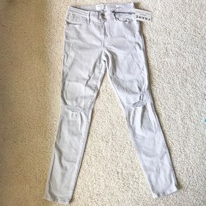 NWT Frame Denim grey high skinny ripped jeans